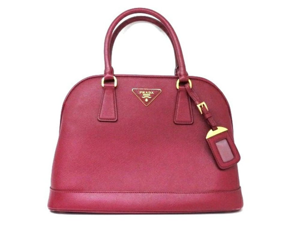 Prada 2way Shoulder Bag Saffiano Bordeaux Purple Brown Cerise Red